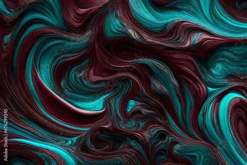 Liquid maroon and turquoise in an ethereal collision of colors.