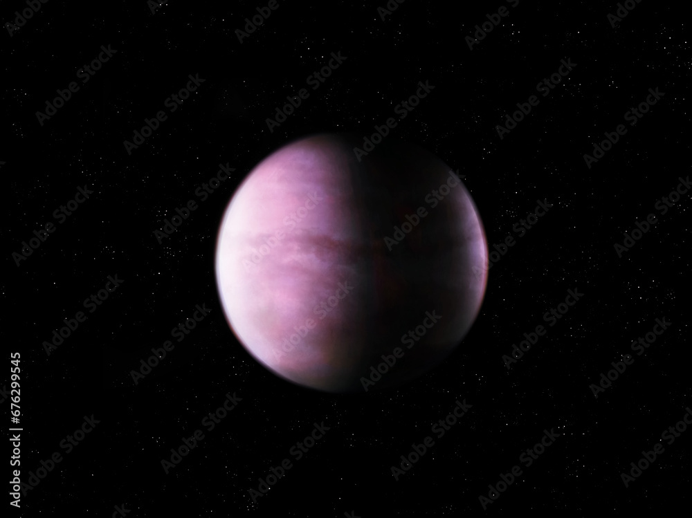 Super-Earth planet in outer space. Exoplanet from an alien star system. Alone planet in deep space. Super-Earth planet in outer space. Exoplanet from an alien star system. Alone planet in deep space.