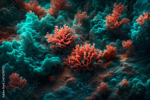 Liquid coral and teal in a cosmic embrace © ALLAH KING OF WORLD
