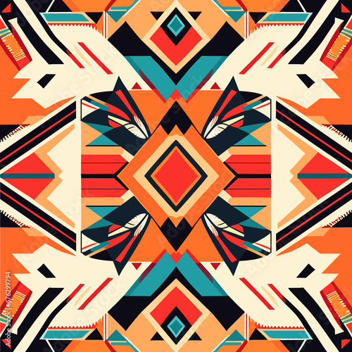 Seamless geometric pattern in native american style. 