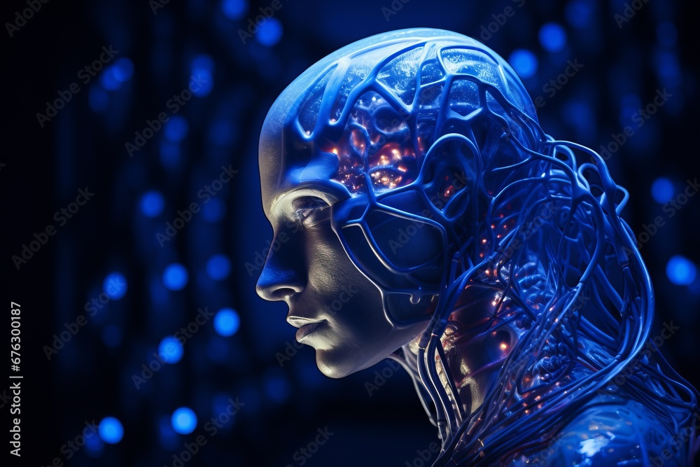 Obraz premium A Canvas of Connections: Visualizing the Interplay Between Brain Neural Energy and the Human Canvas