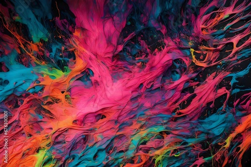 A neon ink spill spreading across a canvas, creating a chaotic yet mesmerizing pattern