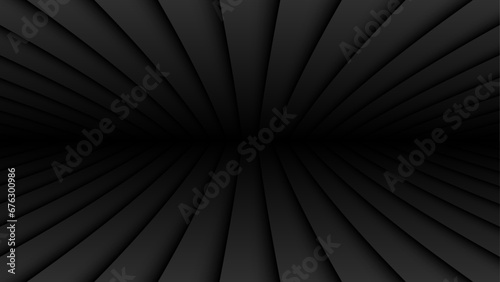 Abstract black background with 3d lines pattern, symmetrical architecture min...