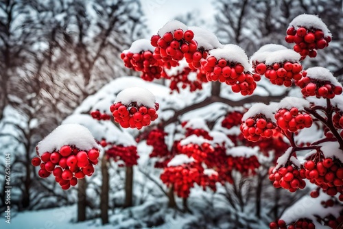 red berries in snow generated by AI technology