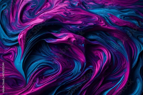 Liquid magenta and neon blue blending into a high-definition liquid color sensation.