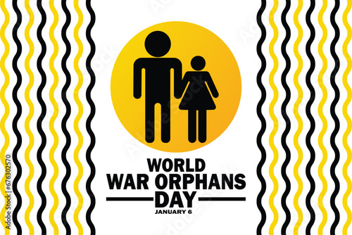World War Orphans Day. January 6. Holiday concept. Template for background, banner, card, poster with text inscription. Vector illustration