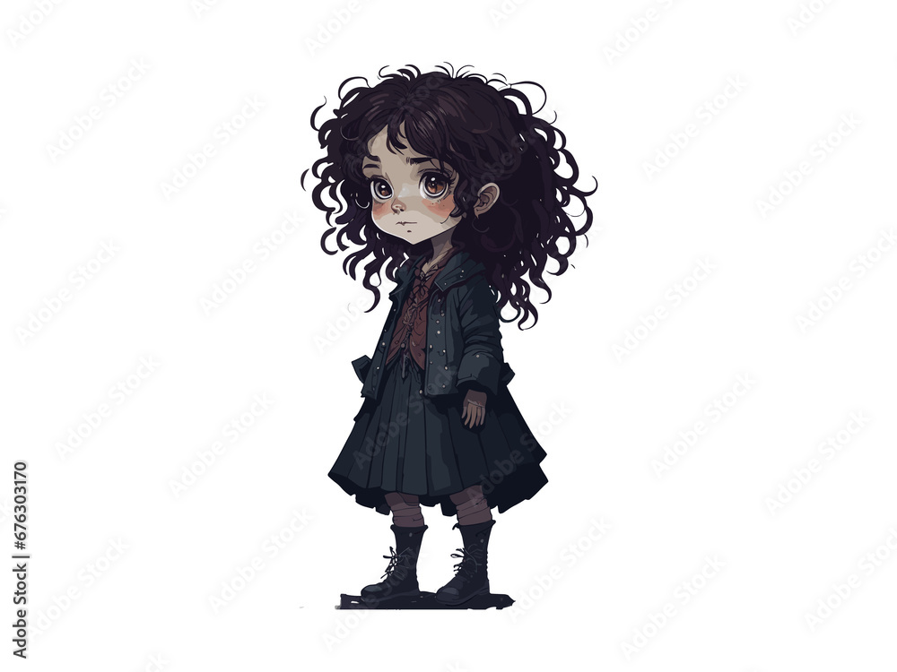 Cute Little Girl Curly Brown Hair illustration Cute Little Girl Curly Brown Hair illustration