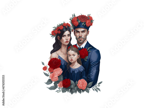 Watercolor Royal Family Together Clipart 
