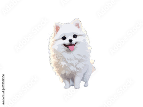 Cute white pomeranian dog 3d character vector illustration clipart
