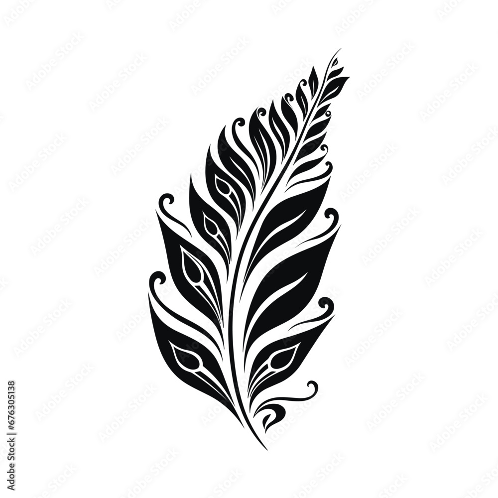 Fototapeta premium Minimalist abstract leaf with ornament.