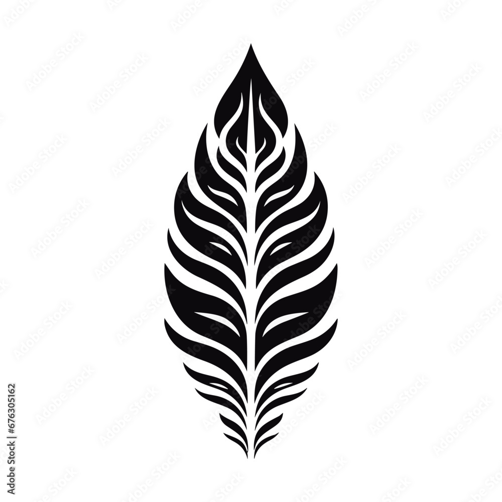 Minimalist abstract leaf with ornament. Minimalist abstract leaf with ornament.