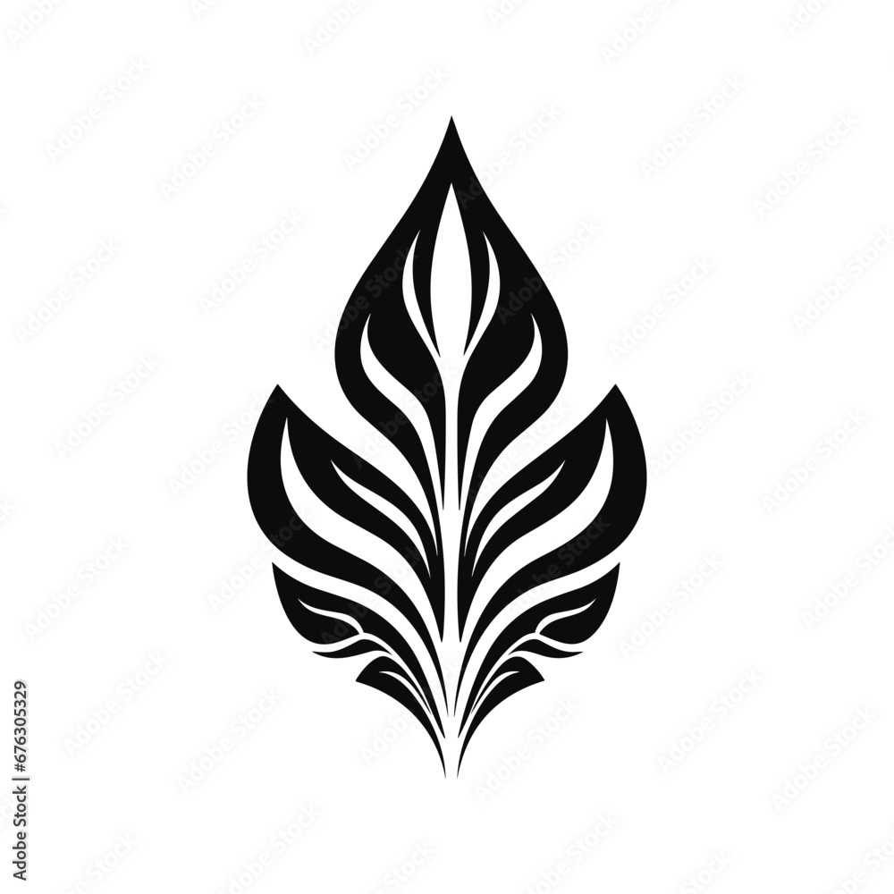Minimalist abstract leaf with ornament.