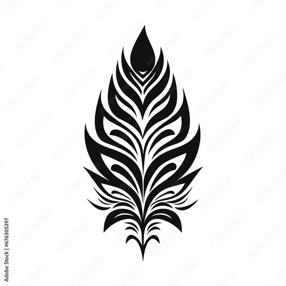 Obraz premium Minimalist abstract leaf with ornament.
