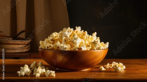 Bowl of popcorn with copy space