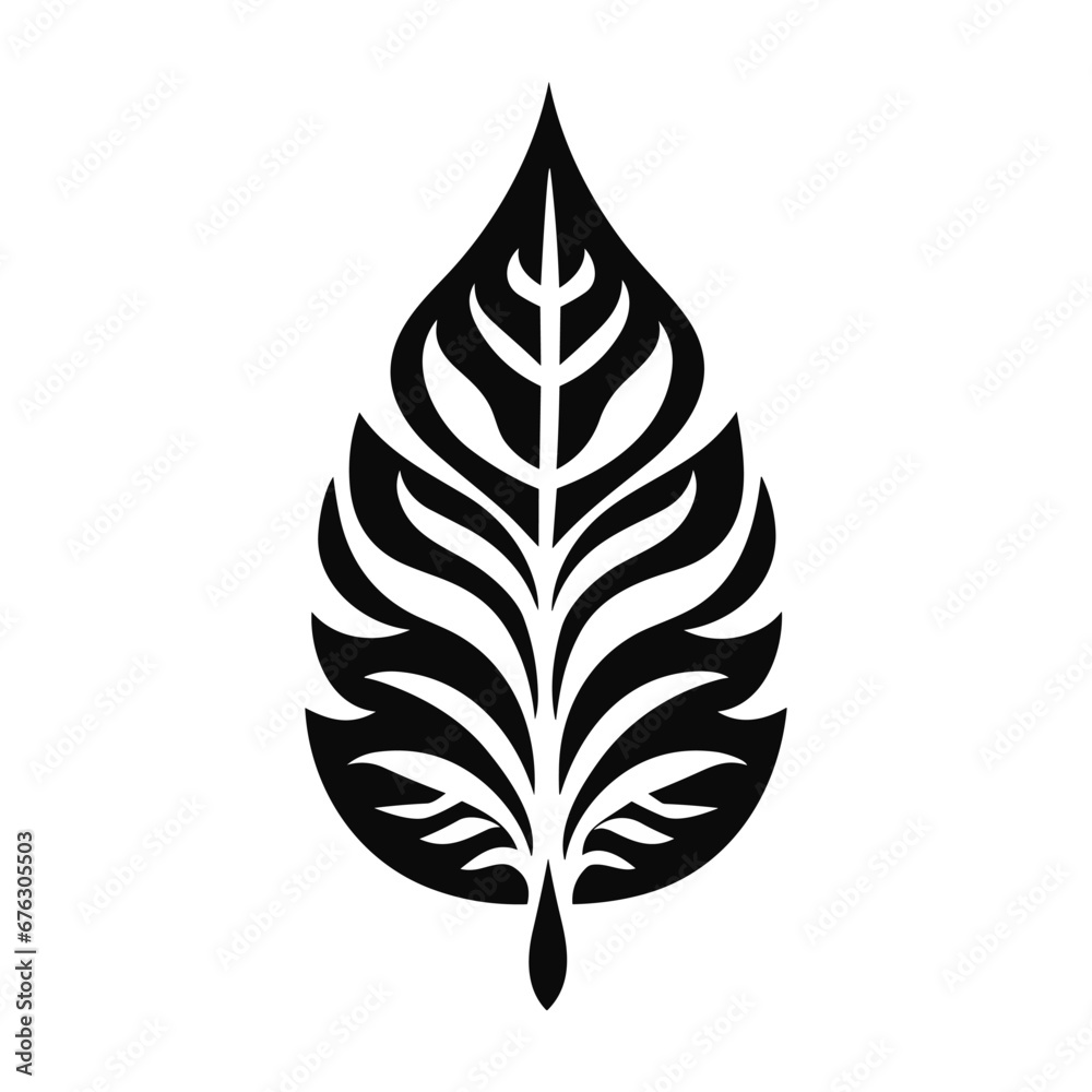 Minimalist abstract leaf with ornament. Minimalist abstract leaf with ornament.