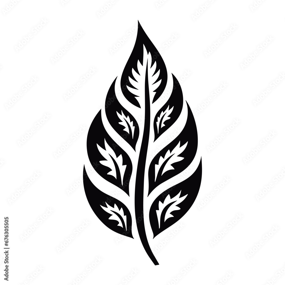 Minimalist abstract leaf with ornament. Minimalist abstract leaf with ornament.