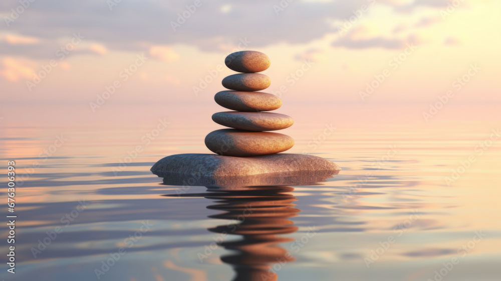 Stacked zen stones, meditation and concentration for mindfulness ...