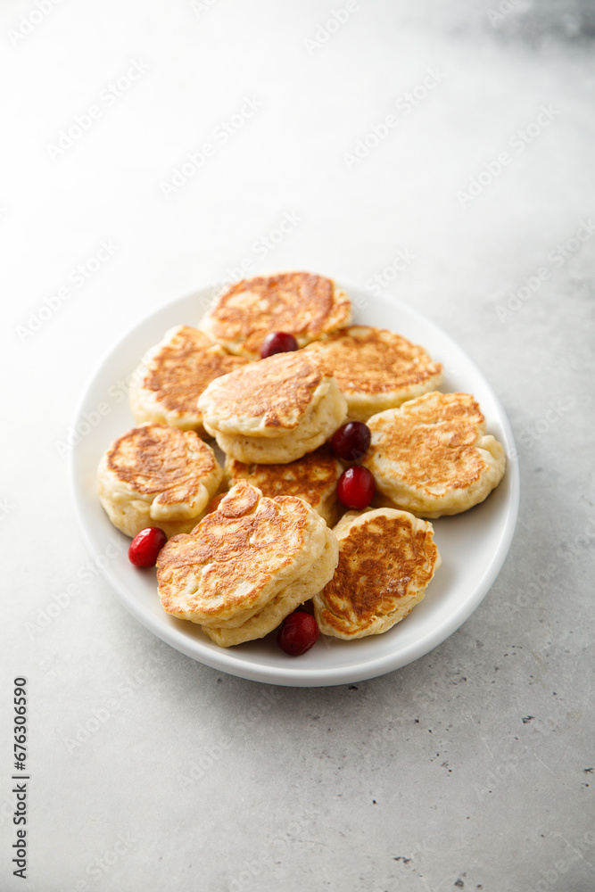 Homemade pancakes with cranberry