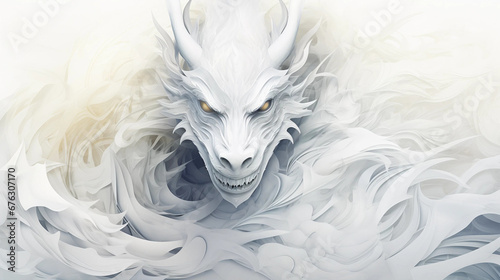 Cloudy White Dragon Head Background