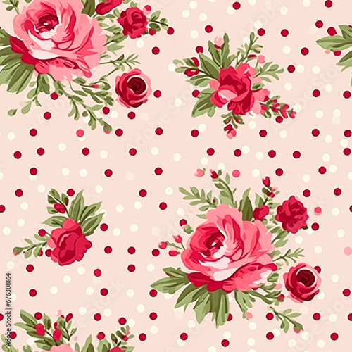 Wallpaper Mural Seamless pattern, tileable Christmas holiday floral, country flowers dots print, English countryside roses for wallpaper, wrapping paper, scrapbook, fabric and product design Torontodigital.ca