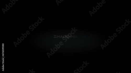 Zhaoqing 3D title word made with metal animation text on transparent black photo