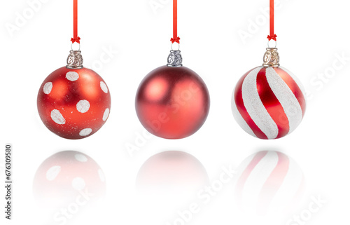 Christmas ornament three red isolated