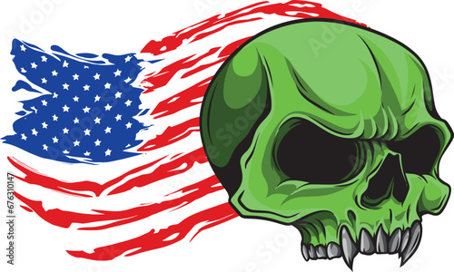 America Flag painted on a skull