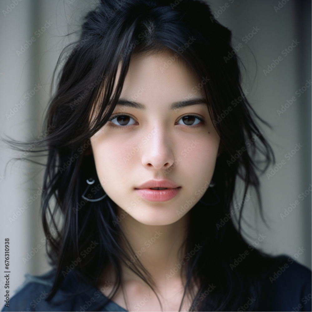 A close headshot of a foreign (US) mixed Japanese young female A close headshot of a foreign (US) mixed Japanese young female