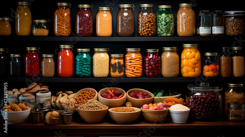 glass jars with different spices and herbs.