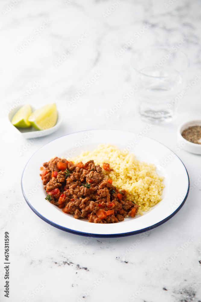 Minced beef ragout with couscous Minced beef ragout with couscous