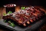 Smokey BBQ Delight: Grilled and Smoked Ribs with Barbecue Sauce