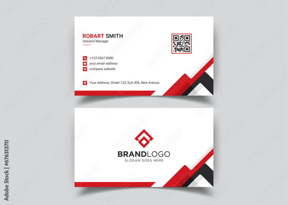 Modern Double-sided Business Card Template. Flat Design Vector Stationery Design Modern Double-sided Business Card Template. Flat Design Vector Stationery Design