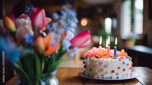 Homemade birthday cake in the English countryside house  cottage kitchen food and holiday baking recipe