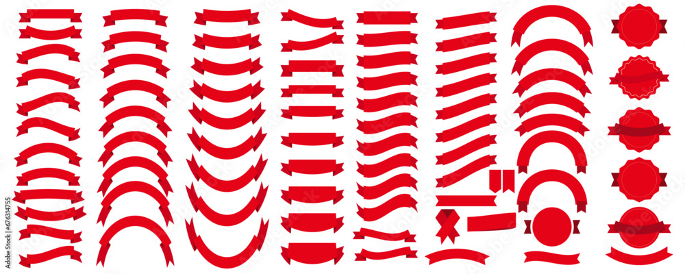 Obraz premium Set of Red Ribbons, Banners, badges, Labels isolated elements.