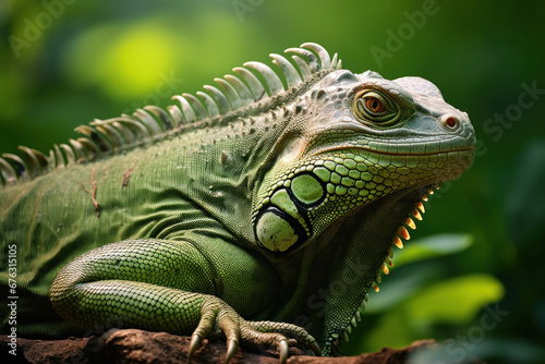 A big green iguana lizard in nature.