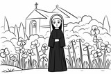 nuns, illustrations of monastic life in the church, religious painting