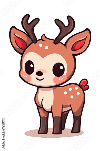 Deer Cartoon 2D on a transparent background PNG