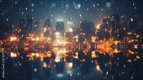 abstract night light of cityscape bokeh , background for graphics