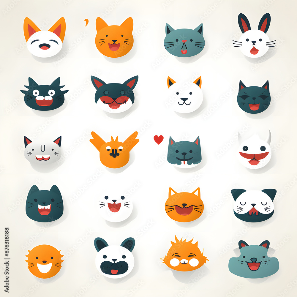 Animal Icons and Stickers Generated by AI Animal Icons and Stickers Generated by AI