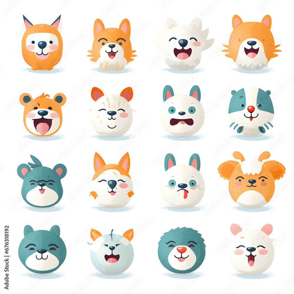 Animal Icons and Stickers Generated by AI