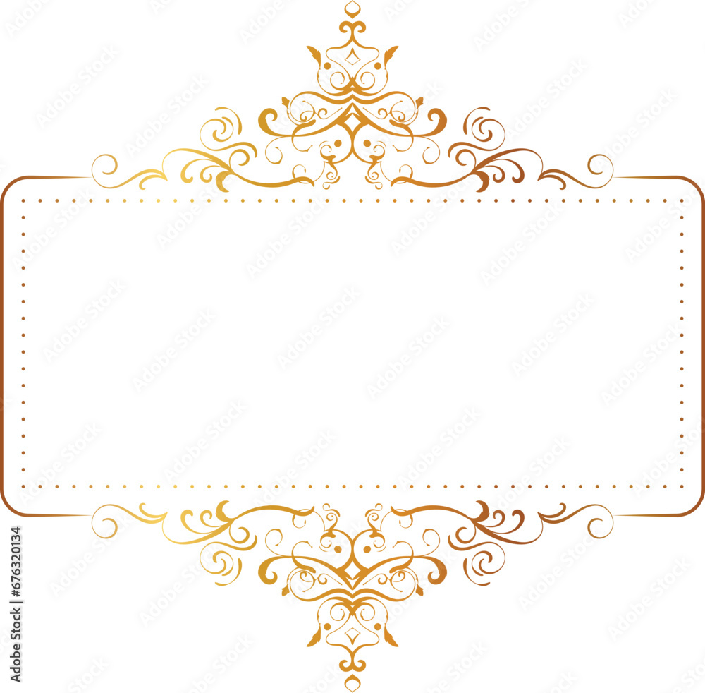 Vintage Gold Border Frame with Retro Ornament