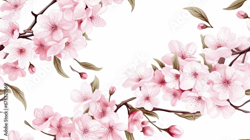 Seamless watercolor floral pattern sakura on a white background