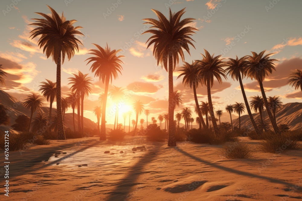 Fototapeta premium Calm desert view with palm trees
