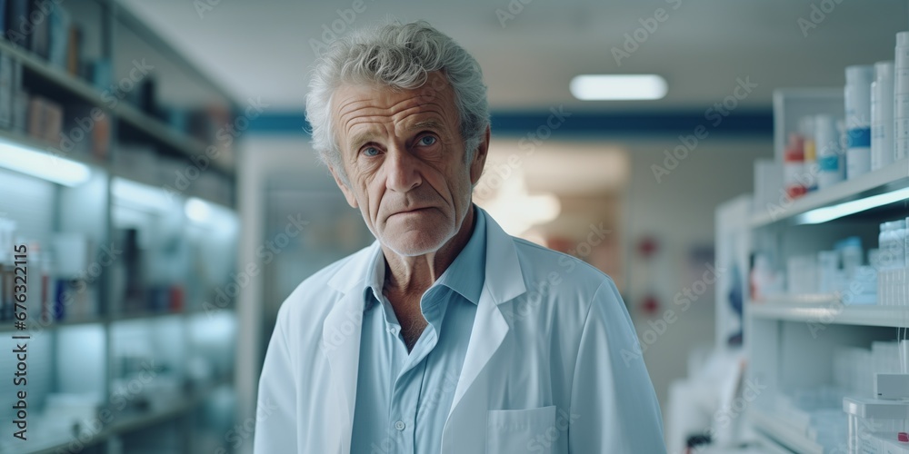 Portrait of an elderly pharmacist