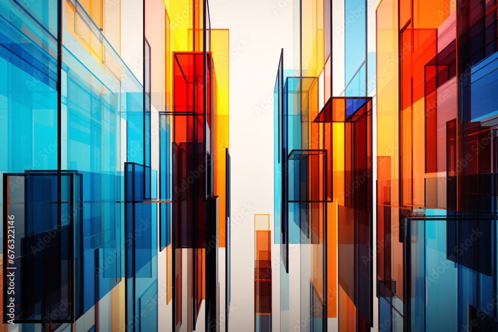 Abstract Glass Building with Multi Colored Lines Abstract Glass Building with Multi Colored Lines