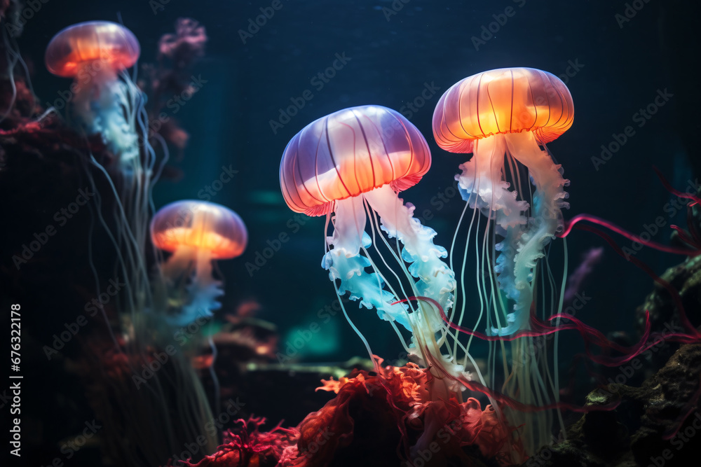 Bioluminescent Jellyfish Light Up the Night. A Magical and Surreal Sight
