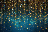 Blue and gold bokeh, Christmas festive background 
