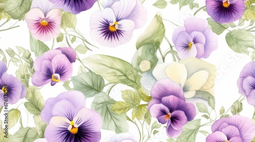 Fototapeta Naklejka Na Ścianę i Meble -  Orchid watercolor flowers seamless pattern. purple and pink flowers on white background.