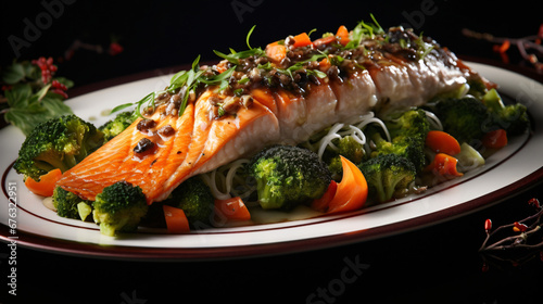 Trout fillet filled with vegetables