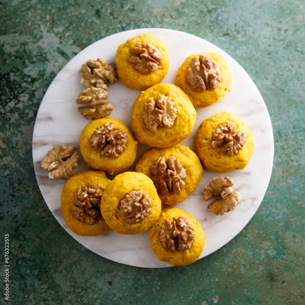 Homemade pumpkin cookies with walnut Homemade pumpkin cookies with walnut